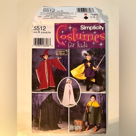 Simplicity 5512 Uncut Sewing Pattern for Kids Halloween Costumes (3-8) - Picture 2 of 9